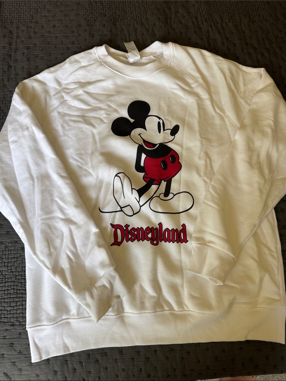 Disney White Crewneck Sweatshirt with Classic Mickey Graphic